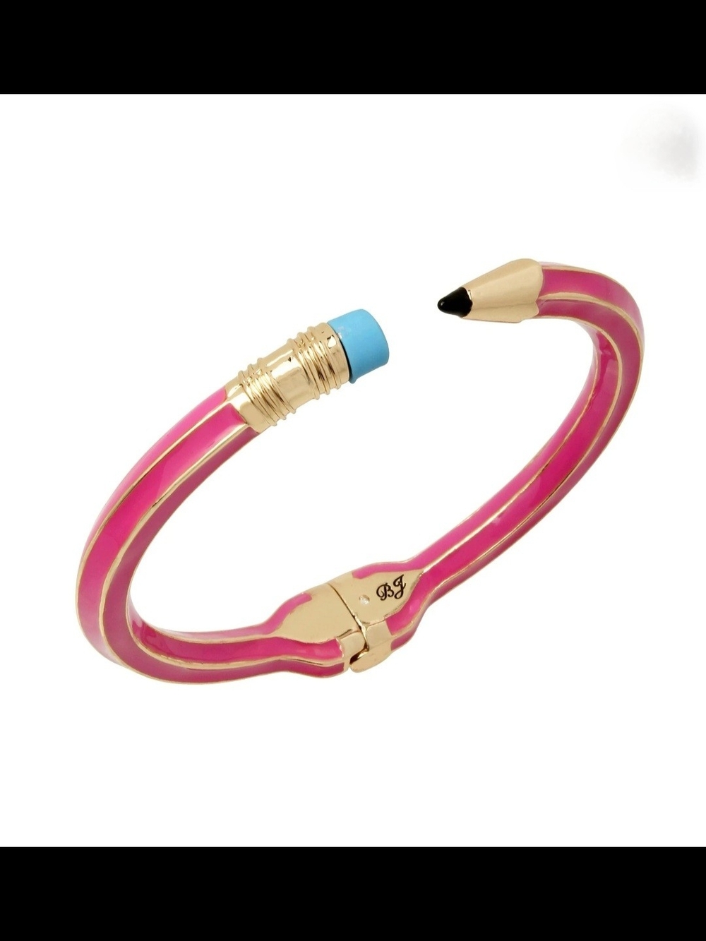 Betsey Johnson Pink Pencil Hinged Bangle with Gold Accents - Picture 3 of 6